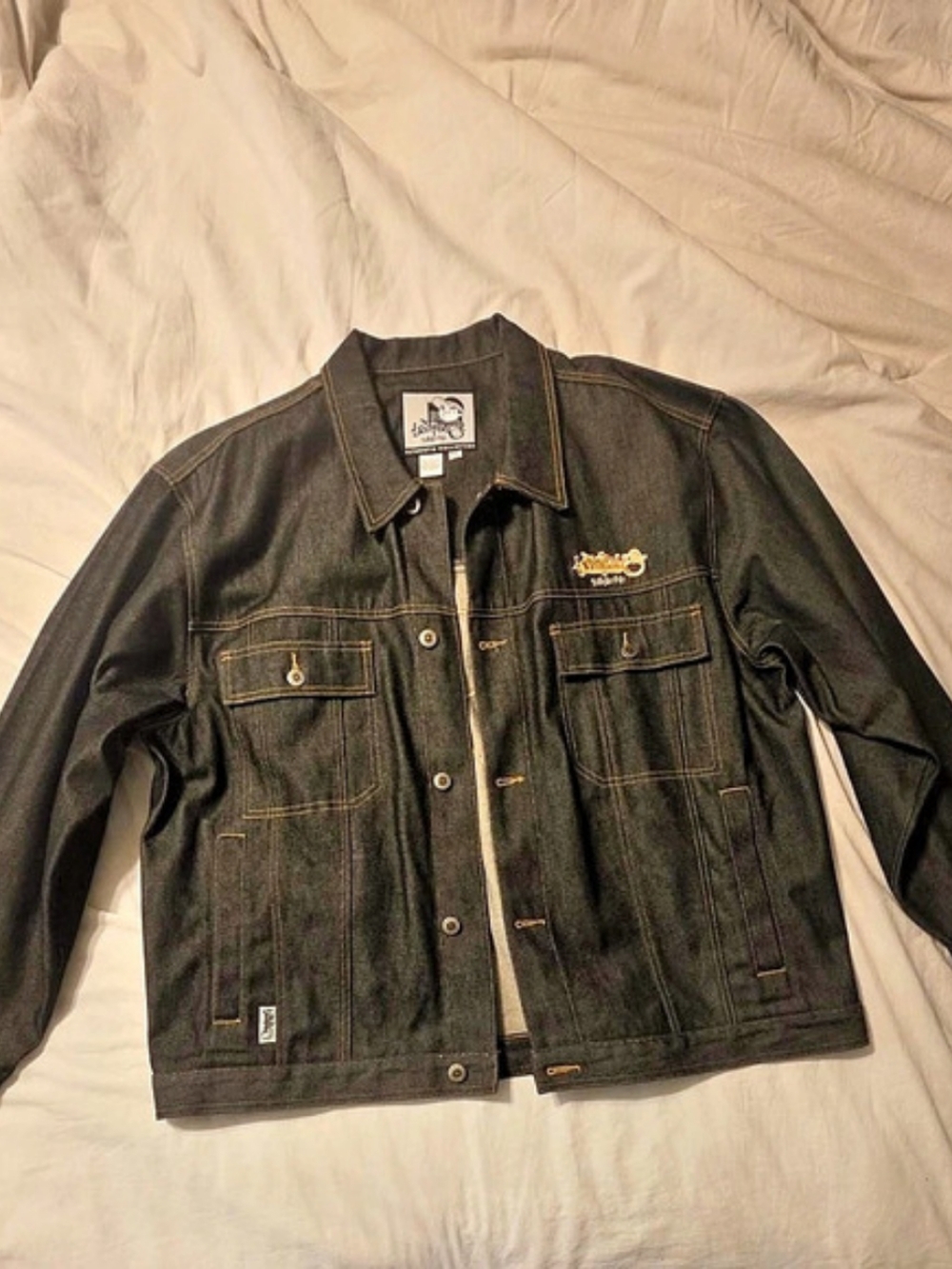 Southpole Vintage Embroidered Character Dark Denim Jacket XXL